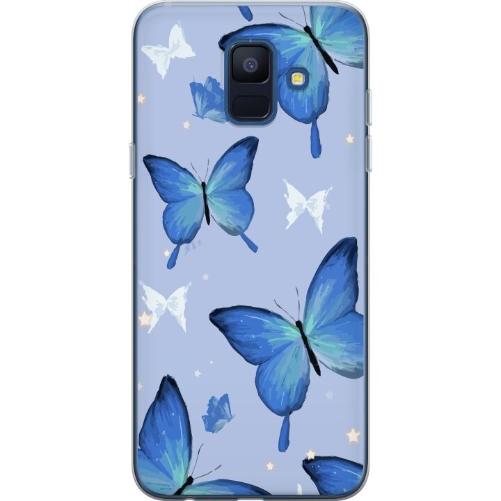 Mobilcover til Samsung Galaxy A6 (2018) med Blå sommerfugle motiv i gruppen SMARTPHONES & TABLETS / Mobil Beskyttelse / Samsung hos TP E-commerce Nordic AB (A60000)