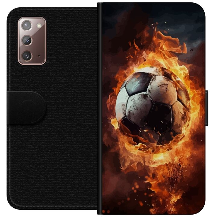 Tegnebogsetui til Samsung Galaxy Note20 med Fodbold motiv i gruppen SMARTPHONES & TABLETS / Mobil Beskyttelse / Samsung hos TP E-commerce Nordic AB (A60653)