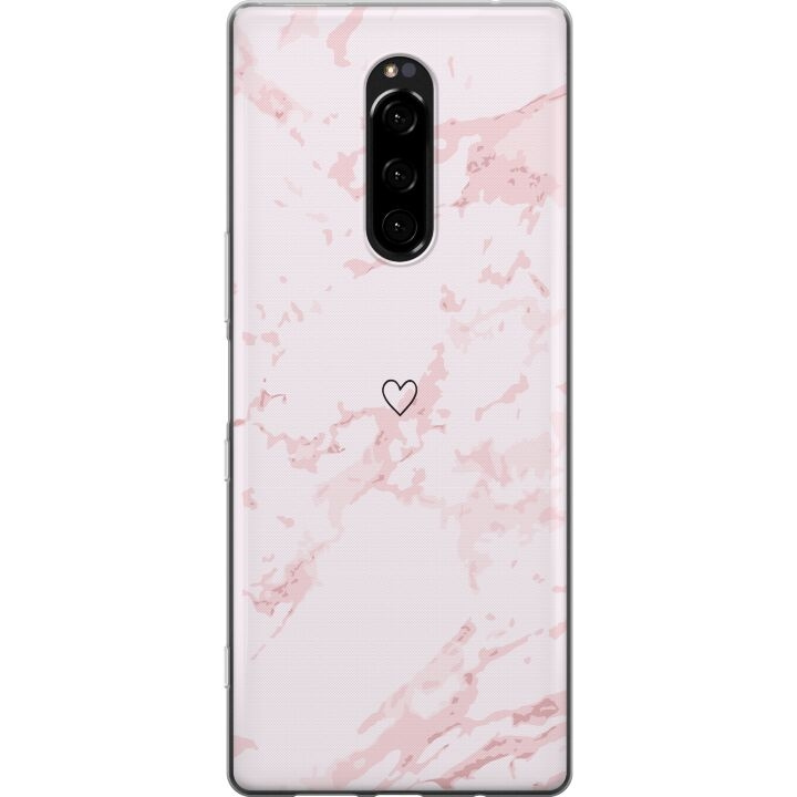 Mobilcover til Sony Xperia 1 med Rosa Hjerte motiv i gruppen SMARTPHONES & TABLETS / Mobil Beskyttelse / Sony hos TP E-commerce Nordic AB (A60817)