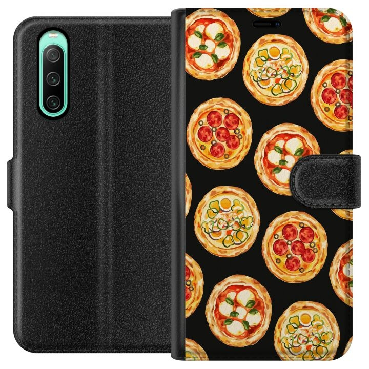 Tegnebogsetui til Sony Xperia 10 IV med Pizza motiv i gruppen SMARTPHONES & TABLETS / Mobil Beskyttelse / Sony hos TP E-commerce Nordic AB (A60996)