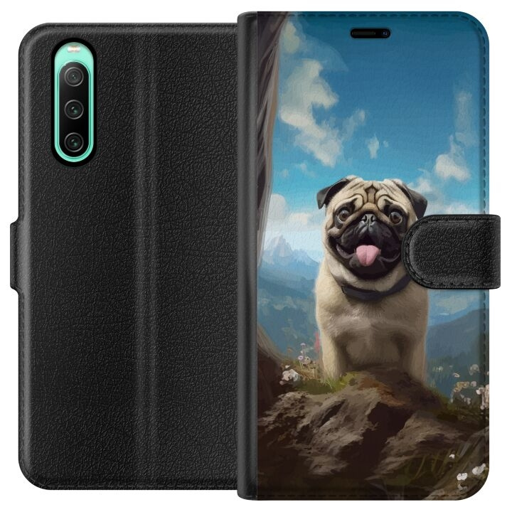 Tegnebogsetui til Sony Xperia 10 IV med Glad Hund motiv i gruppen SMARTPHONES & TABLETS / Mobil Beskyttelse / Sony hos TP E-commerce Nordic AB (A61001)