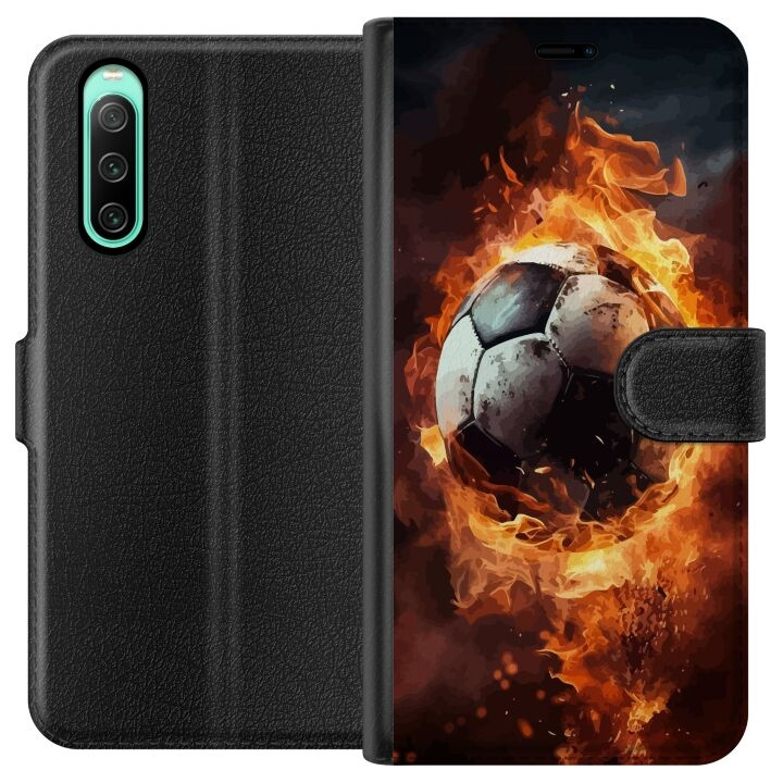 Tegnebogsetui til Sony Xperia 10 IV med Fodbold motiv i gruppen SMARTPHONES & TABLETS / Mobil Beskyttelse / Sony hos TP E-commerce Nordic AB (A61004)