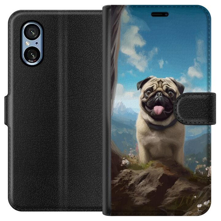 Tegnebogsetui til Sony Xperia 5 V med Glad Hund motiv i gruppen SMARTPHONES & TABLETS / Mobil Beskyttelse / Sony hos TP E-commerce Nordic AB (A61541)