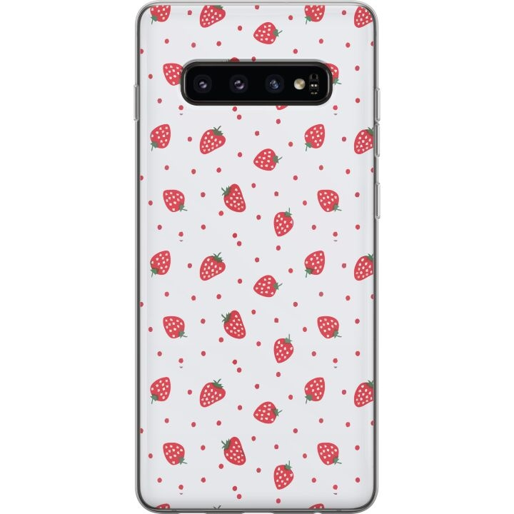 Mobilcover til Samsung Galaxy S10 med Jordbær motiv i gruppen SMARTPHONES & TABLETS / Mobil Beskyttelse / Samsung hos TP E-commerce Nordic AB (A61864)