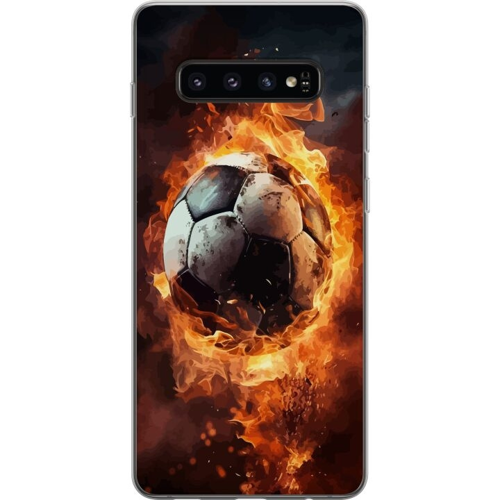 Mobilcover til Samsung Galaxy S10 med Fodbold motiv i gruppen SMARTPHONES & TABLETS / Mobil Beskyttelse / Samsung hos TP E-commerce Nordic AB (A61868)