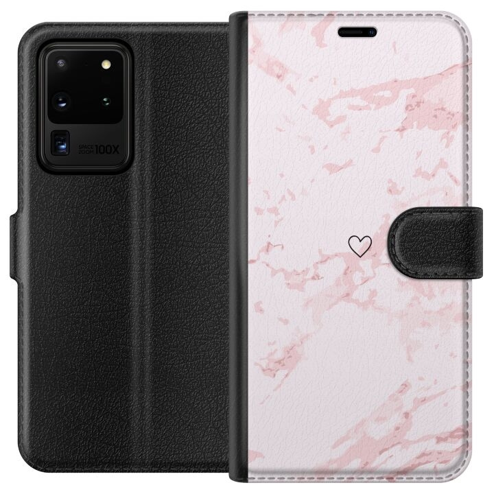 Tegnebogsetui til Samsung Galaxy S20 Ultra med Rosa Hjerte motiv i gruppen SMARTPHONES & TABLETS / Mobil Beskyttelse / Samsung hos TP E-commerce Nordic AB (A62221)