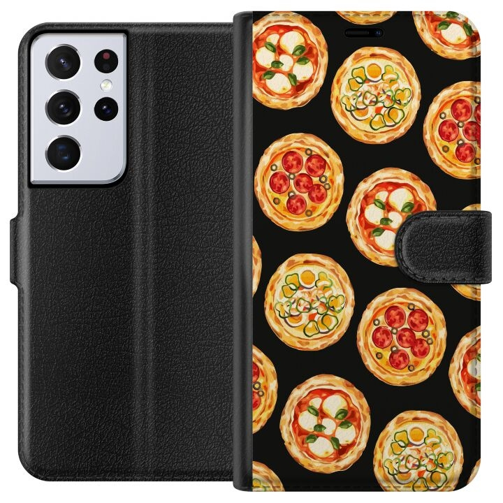 Tegnebogsetui til Samsung Galaxy S21 Ultra 5G med Pizza motiv i gruppen SMARTPHONES & TABLETS / Mobil Beskyttelse / Samsung hos TP E-commerce Nordic AB (A62427)