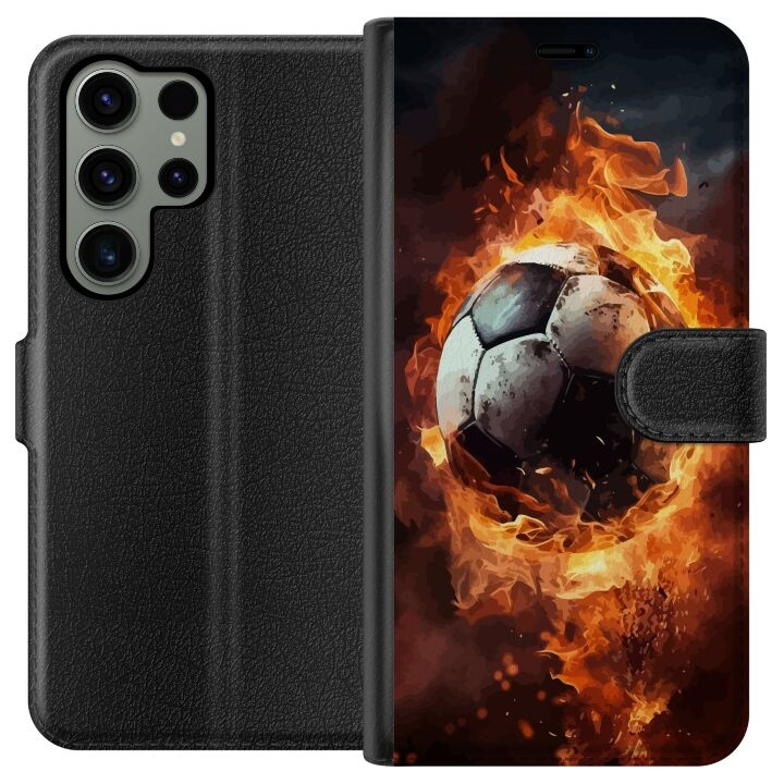 Tegnebogsetui til Samsung Galaxy S23 Ultra med Fodbold motiv i gruppen SMARTPHONES & TABLETS / Mobil Beskyttelse / Samsung hos TP E-commerce Nordic AB (A62813)