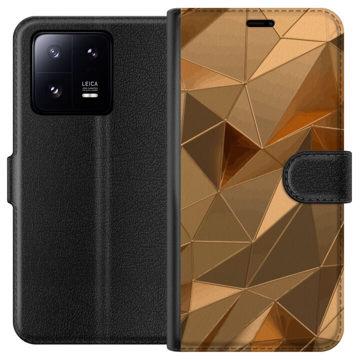 Tegnebogsetui til Xiaomi 13 Pro med 3D Guld motiv i gruppen SMARTPHONES & TABLETS / Mobil Beskyttelse / Xiaomi hos TP E-commerce Nordic AB (A64193)