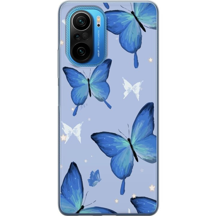 Mobilcover til Xiaomi Poco F3 med Blå sommerfugle motiv i gruppen SMARTPHONES & TABLETS / Mobil Beskyttelse / Xiaomi hos TP E-commerce Nordic AB (A65238)