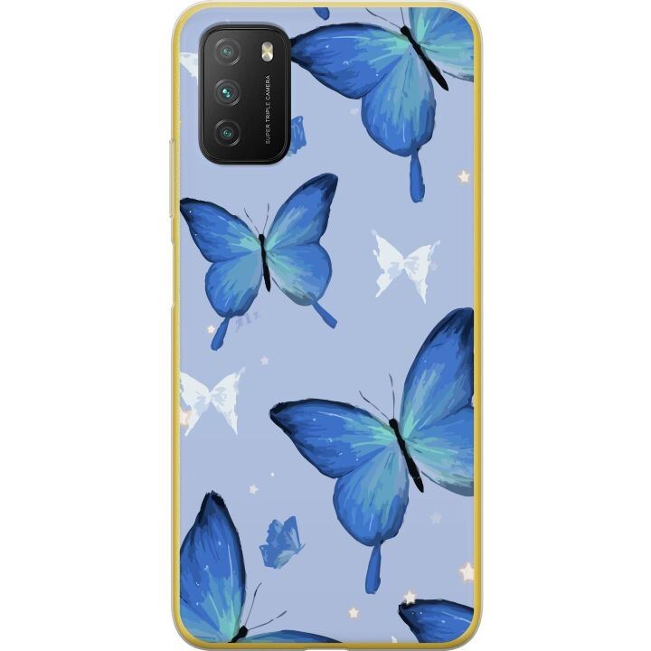 Mobilcover til Xiaomi Poco M3 med Blå sommerfugle motiv i gruppen SMARTPHONES & TABLETS / Mobil Beskyttelse / Xiaomi hos TP E-commerce Nordic AB (A65319)