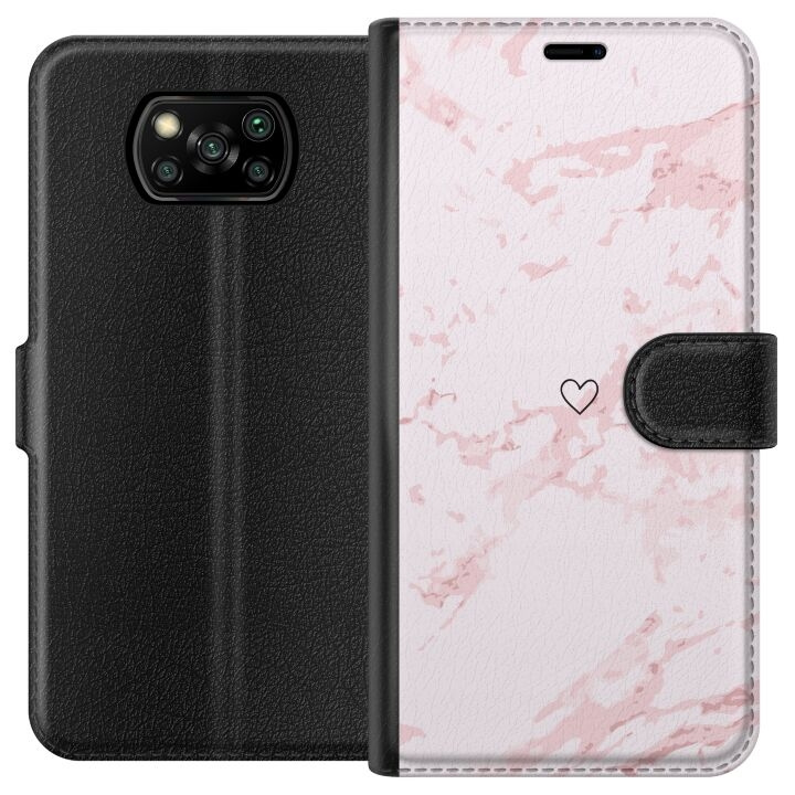 Tegnebogsetui til Xiaomi Poco X3 NFC med Rosa Hjerte motiv i gruppen SMARTPHONES & TABLETS / Mobil Beskyttelse / Xiaomi hos TP E-commerce Nordic AB (A65380)