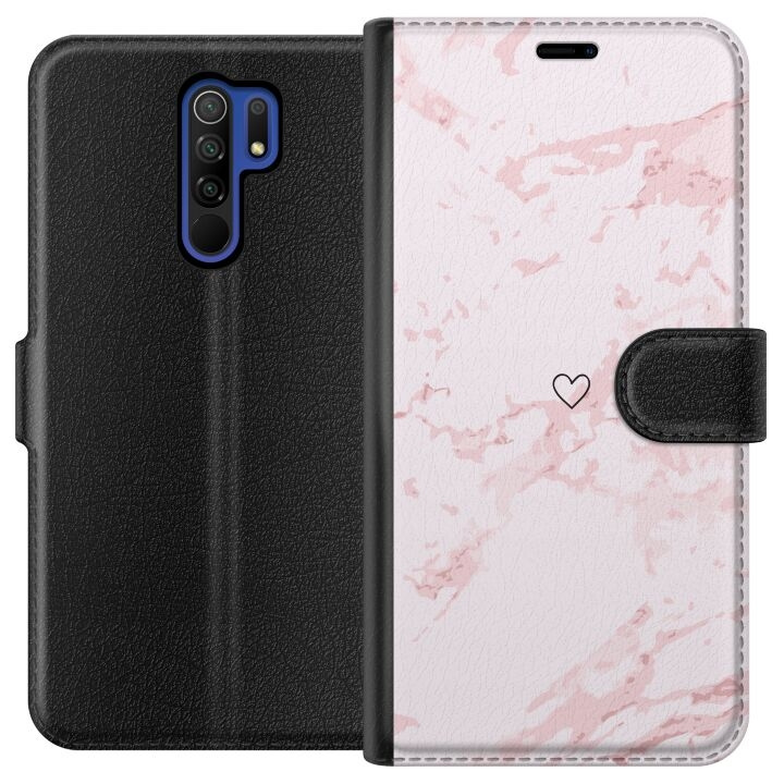 Tegnebogsetui til Xiaomi Redmi 9 med Rosa Hjerte motiv i gruppen SMARTPHONES & TABLETS / Mobil Beskyttelse / Xiaomi hos TP E-commerce Nordic AB (A65650)