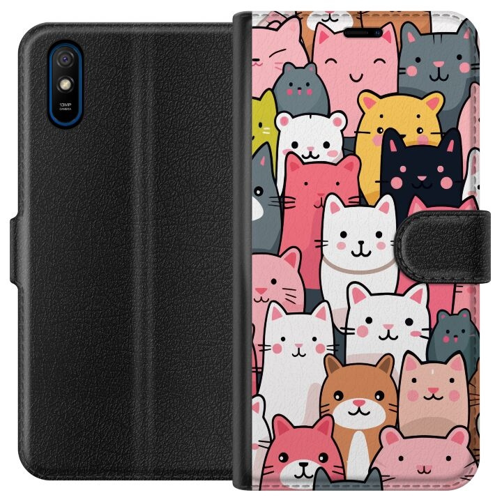 Tegnebogsetui til Xiaomi Redmi 9A med Katte mønster motiv i gruppen SMARTPHONES & TABLETS / Mobil Beskyttelse / Xiaomi hos TP E-commerce Nordic AB (A65689)