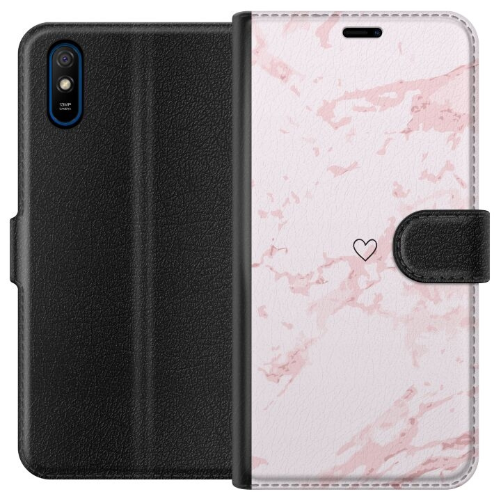 Tegnebogsetui til Xiaomi Redmi 9A med Rosa Hjerte motiv i gruppen SMARTPHONES & TABLETS / Mobil Beskyttelse / Xiaomi hos TP E-commerce Nordic AB (A65704)