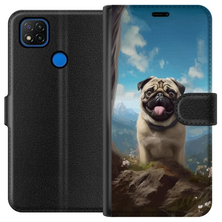 Tegnebogsetui til Xiaomi Redmi 9C med Glad Hund motiv i gruppen SMARTPHONES & TABLETS / Mobil Beskyttelse / Xiaomi hos TP E-commerce Nordic AB (A65780)