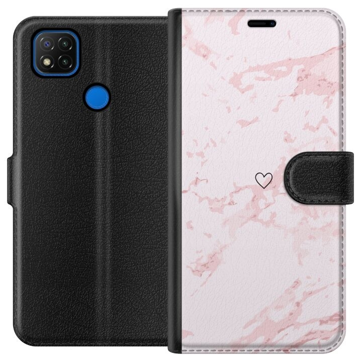 Tegnebogsetui til Xiaomi Redmi 9C med Rosa Hjerte motiv i gruppen SMARTPHONES & TABLETS / Mobil Beskyttelse / Xiaomi hos TP E-commerce Nordic AB (A65785)