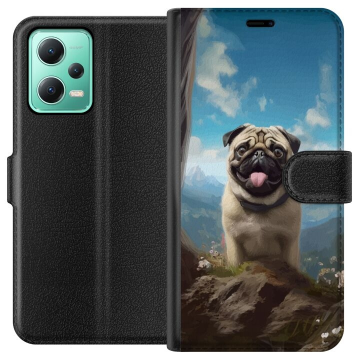 Tegnebogsetui til Xiaomi Redmi Note 12 med Glad Hund motiv i gruppen SMARTPHONES & TABLETS / Mobil Beskyttelse / Xiaomi hos TP E-commerce Nordic AB (A66239)