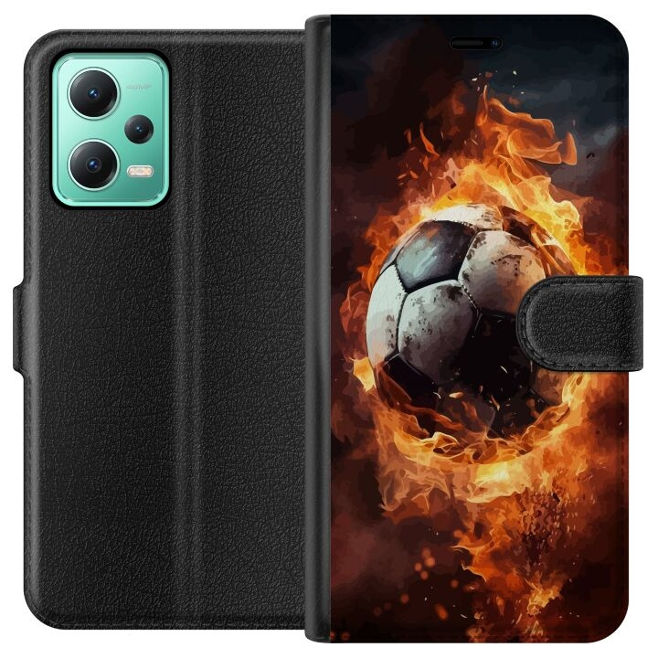 Tegnebogsetui til Xiaomi Redmi Note 12 med Fodbold motiv i gruppen SMARTPHONES & TABLETS / Mobil Beskyttelse / Xiaomi hos TP E-commerce Nordic AB (A66242)