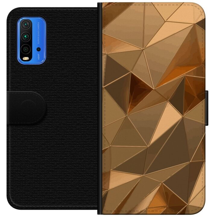 Tegnebogsetui til Xiaomi Redmi Note 9 4G med 3D Guld motiv i gruppen SMARTPHONES & TABLETS / Mobil Beskyttelse / Xiaomi hos TP E-commerce Nordic AB (A66623)