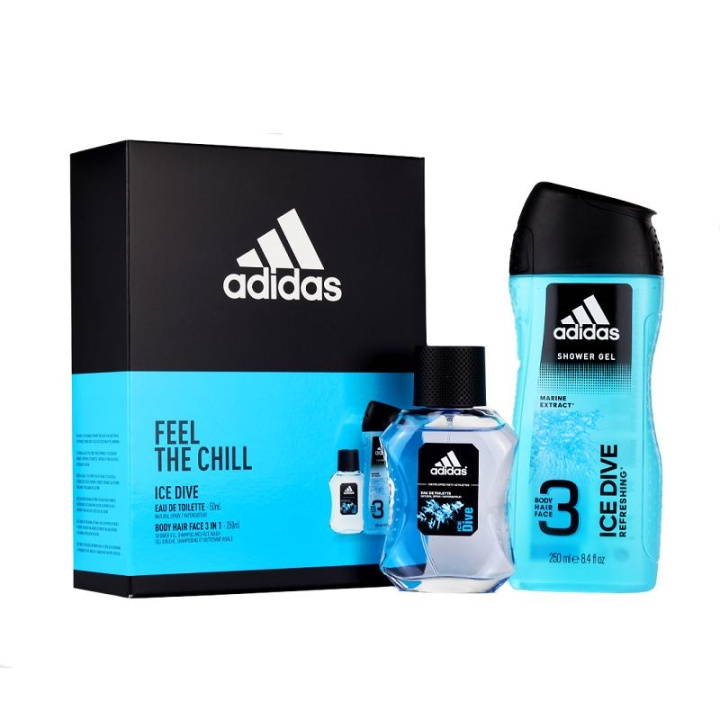 Giftset Adidas Ice Dive Edt 50ml + Shower Gel 250ml i gruppen SKØNHED & HELSE / Duft & Parfume / Parfume / Parfume til ham hos TP E-commerce Nordic AB (C04277)