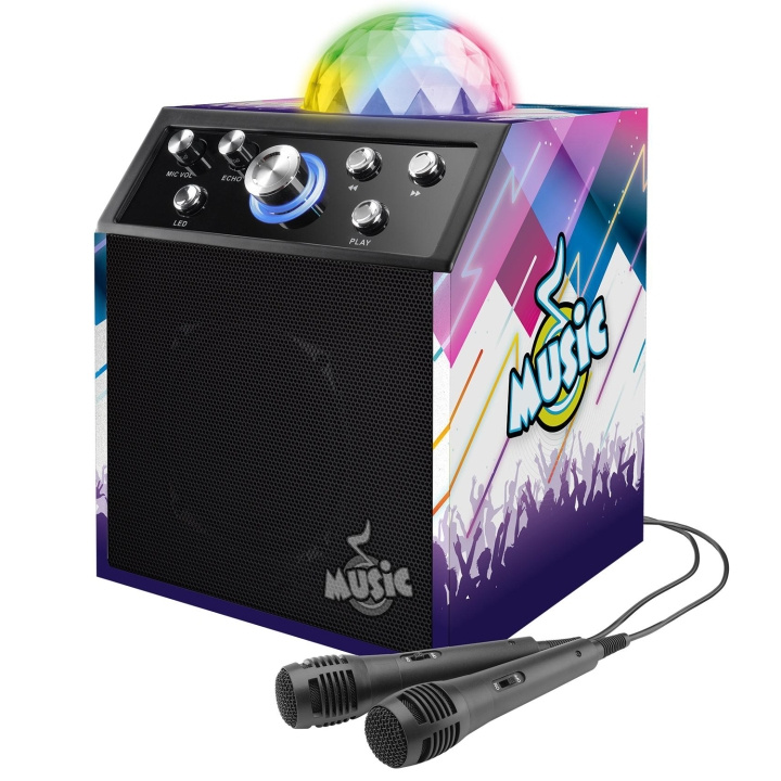 Karaoke BT Disco Cube w/2 Mics i gruppen LEGETØJ, BØRN & BABY / Musik, sang og billede / Musik tilbehør hos TP E-commerce Nordic AB (C04659)