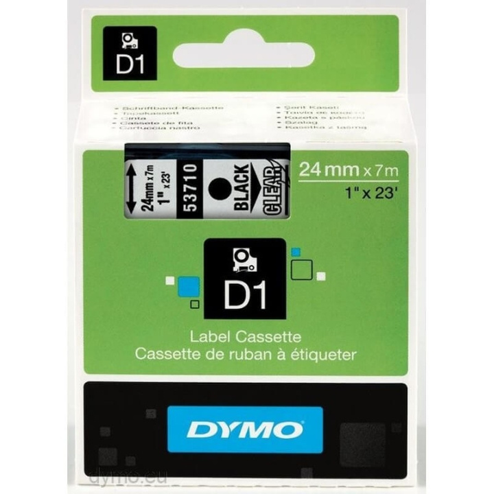 DYMO Farvetape S0720920 53710 24mm Sort på Transparent i gruppen COMPUTERTILBEHØR / Printere og tilbehør / Printere / Labelmaskiner og tilbehør / Tape hos TP E-commerce Nordic AB (C12708)