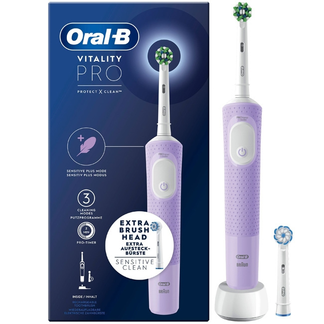 Oral B Eltandborste Vitality Pro Lila i gruppen SKØNHED & HELSE / Oral pleje / Tilbehør til elektriske tandbørster hos TP E-commerce Nordic AB (C14140)