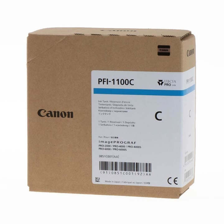 Blæk 0851C001 PFI-1100 Cyan i gruppen COMPUTERTILBEHØR / Printere og tilbehør / Blæk og toner / Blækpatroner / Canon hos TP E-commerce Nordic AB (C15923)