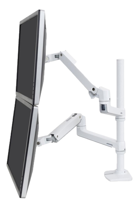 Ergotron LX Dual Stacking Arm, Tall Pole, white/grey i gruppen COMPUTERTILBEHØR / Monitor / Monitor arme og beslag hos TP E-commerce Nordic AB (C17640)