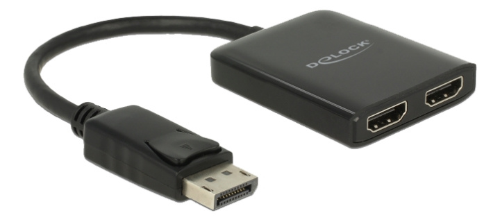 Delock DisplayPort 1.2 Splitter 1 x DisplayPort in > 2 x HDMI out 4K 30 Hz, svart i gruppen COMPUTERTILBEHØR / Kabler og adaptere / DisplayPort / Adaptere hos TP E-commerce Nordic AB (C17693)