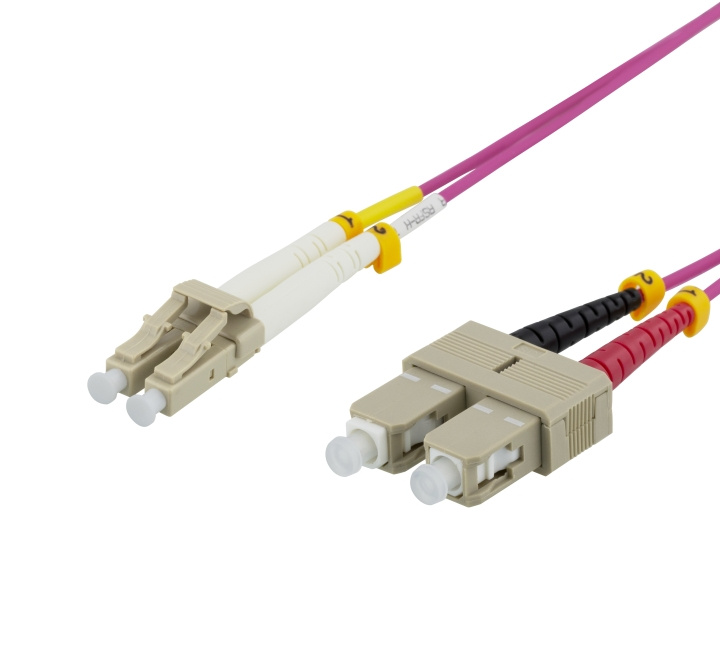 DELTACO Fiber cable, 1m, LC-SC Duplex, 50/125, pink i gruppen COMPUTERTILBEHØR / Kabler og adaptere / Netværkskabler / Fiberkabling hos TP E-commerce Nordic AB (C17942)