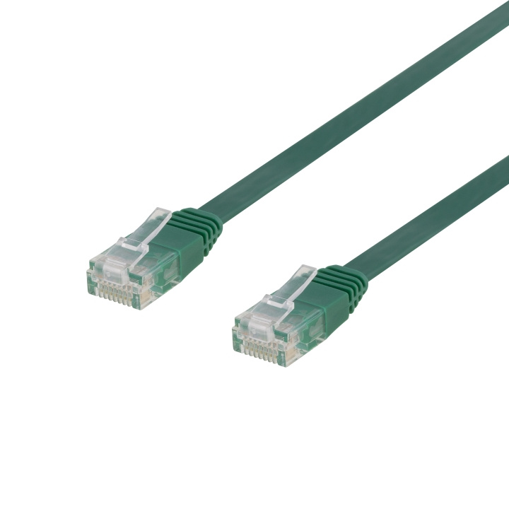 DELTACO U/UTP Cat6 patch cable, flat, 0.3m, 250MHz, green i gruppen COMPUTERTILBEHØR / Kabler og adaptere / Netværkskabler / Cat6 hos TP E-commerce Nordic AB (C18142)