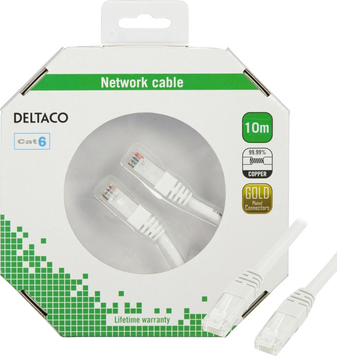 DELTACO U/UTP Cat6 patchkabel, LSZH (Low Smoke Zero Halogen), 10m, hvi i gruppen COMPUTERTILBEHØR / Kabler og adaptere / Netværkskabler / Cat6 hos TP E-commerce Nordic AB (C18174)