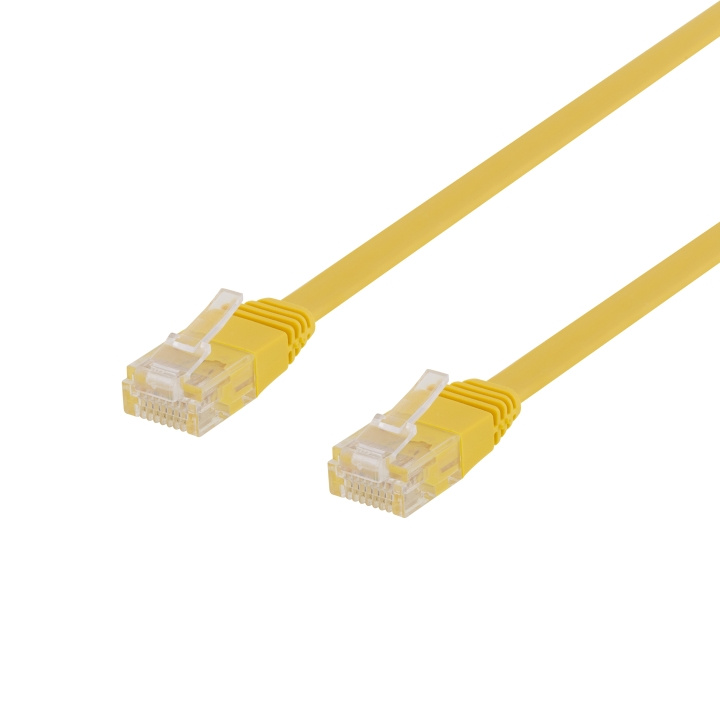 DELTACO U/UTP Cat6 patch cable, flat, 3m, 250MHz, yellow i gruppen COMPUTERTILBEHØR / Kabler og adaptere / Netværkskabler / Cat6 hos TP E-commerce Nordic AB (C18232)