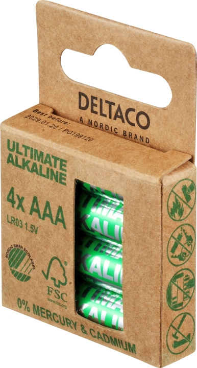 DELTACO Ultimate Alkaline AAA-batteri, 4-pack i gruppen HJEMMEELEKTRONIK / Batterier og opladere / Batterier / AAA hos TP E-commerce Nordic AB (C18278)