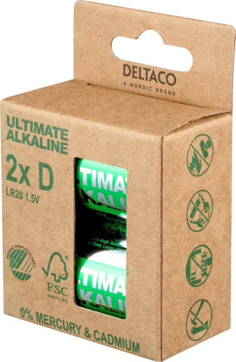 DELTACO Ultimate Alkaline D-batteri, 2-pack i gruppen HJEMMEELEKTRONIK / Batterier og opladere / Batterier / Andet hos TP E-commerce Nordic AB (C18280)