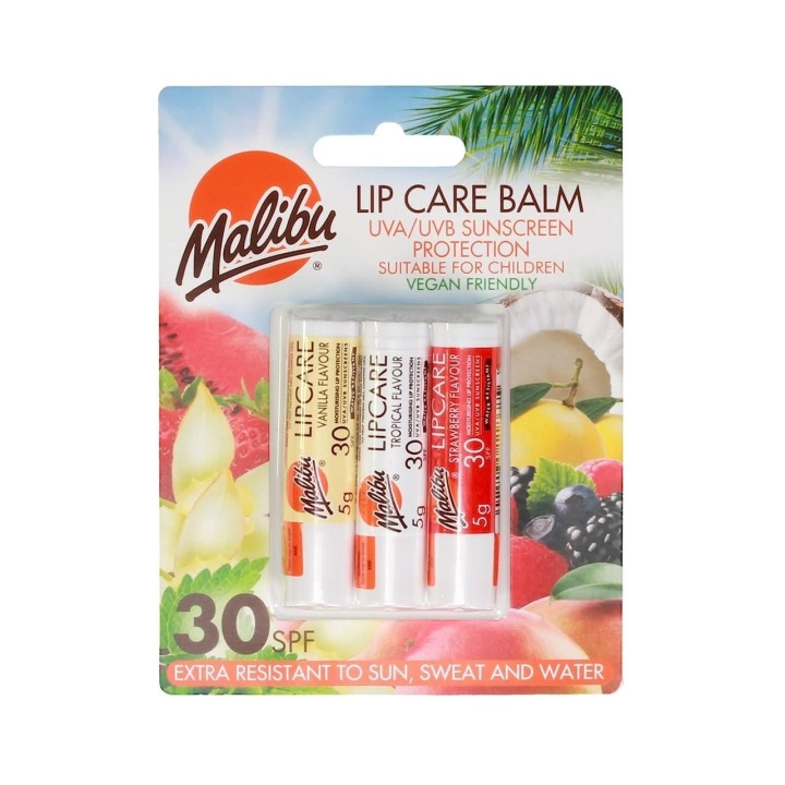 Malibu Lip Care Balm Trio SPF30 i gruppen SKØNHED & HELSE / Hudpleje / Tanning / Solbeskyttelse hos TP E-commerce Nordic AB (C25249)