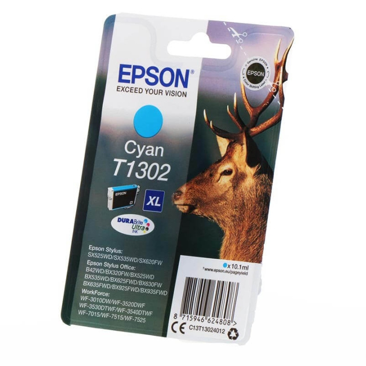 EPSON Blæk C13T13024012 T1302 Stag Cyan i gruppen COMPUTERTILBEHØR / Printere og tilbehør / Blæk og toner / Blækpatroner / Epson hos TP E-commerce Nordic AB (C26759)