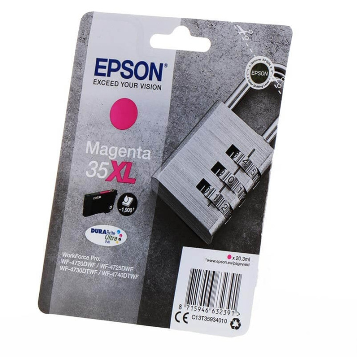 EPSON Blæk C13T35934010 35XL Padlock Magenta i gruppen COMPUTERTILBEHØR / Printere og tilbehør / Blæk og toner / Blækpatroner / Epson hos TP E-commerce Nordic AB (C26839)