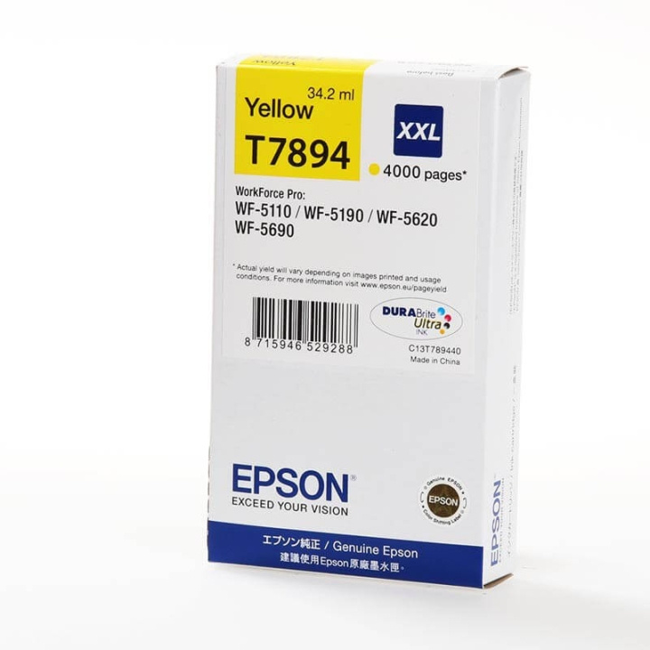 Epson Blæk C13T789440 T7894 XXL Gul i gruppen COMPUTERTILBEHØR / Printere og tilbehør / Blæk og toner / Blækpatroner / Epson hos TP E-commerce Nordic AB (C26868)