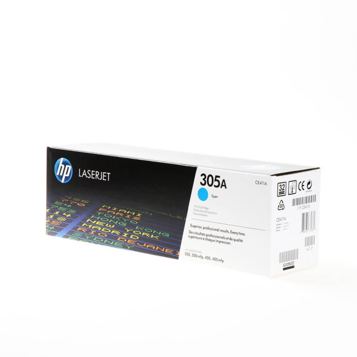 HP Toner CE411A 305A Cyan i gruppen COMPUTERTILBEHØR / Printere og tilbehør / Blæk og toner / Toner / HP hos TP E-commerce Nordic AB (C27152)