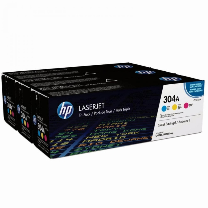 HP Toner CF372AM 304A Farve Cyan Magenta Gul i gruppen COMPUTERTILBEHØR / Printere og tilbehør / Blæk og toner / Toner / HP hos TP E-commerce Nordic AB (C27240)