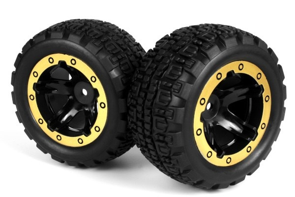 BLACKZON Slyder ST Wheels/Tires Assembled (Black/Gold) i gruppen LEGETØJ, BØRN & BABY / Radiostyrede / Reservedele & Ekstra Tilbehør / Blackzon hos TP E-commerce Nordic AB (C30769)