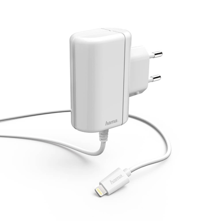 Hama Lader 220V Lightning 2,4A Fast Kabel 1m Hvid MFI i gruppen SMARTPHONES & TABLETS / Opladere og kabler / Vægoplader / Vægoplader Lightning hos TP E-commerce Nordic AB (C30947)