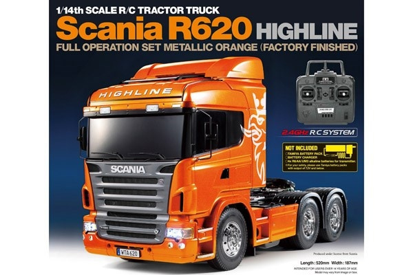 TAMIYA 1:14 R/C Full Option - Scania R620 Metal Orange i gruppen LEGETØJ, BØRN & BABY / Radiostyrede / Radiostyrede biler hos TP E-commerce Nordic AB (C31523)