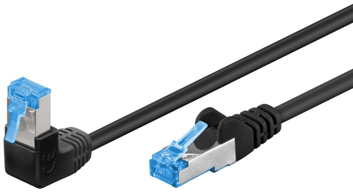 Goobay Netværkskabel CAT 6A vinklet 1x 90°, S/FTP (PiMF), sort, 0,5 m kobberleder (CU), halogenfri kabelkappe (LSZH), snaplås på toppen i gruppen COMPUTERTILBEHØR / Kabler og adaptere / Netværkskabler / Cat6 hos TP E-commerce Nordic AB (C39037)