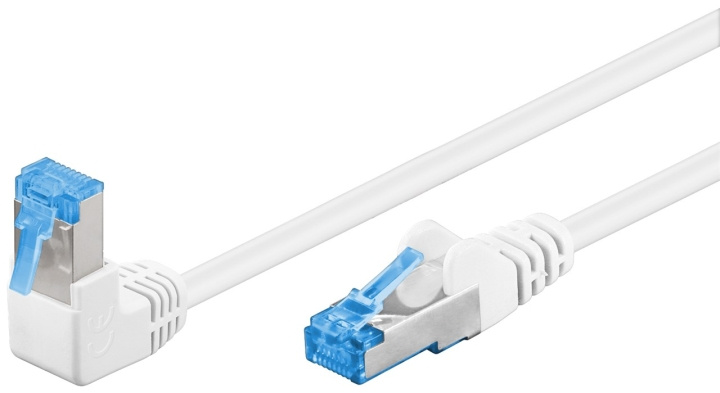 Goobay Netværkskabel CAT 6A vinklet 1x 90°, S/FTP (PiMF), hvid, 5 m kobberleder (CU), halogenfri kabelkappe (LSZH), snaplås på toppen i gruppen COMPUTERTILBEHØR / Kabler og adaptere / Netværkskabler / Cat6 hos TP E-commerce Nordic AB (C39048)