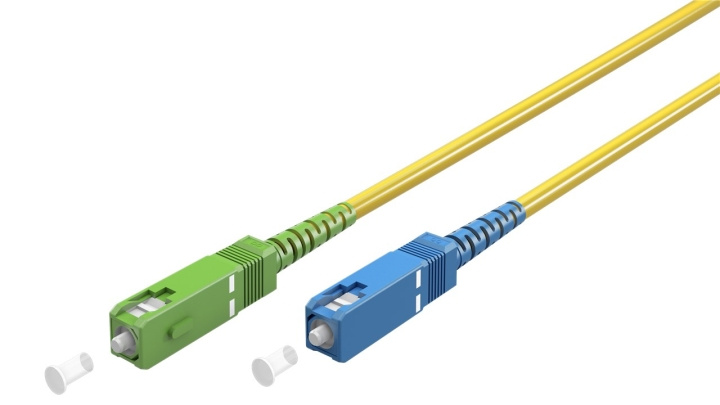 Goobay Lyslederkabel (FTTH), Singlemode (OS2) Yellow, gul (Simplex), 10 m fiberoptisk kabel, stik SC-APC (8°) > SC stik (UPC), halogenfri kabelkappe (LSZH) i gruppen COMPUTERTILBEHØR / Kabler og adaptere / Netværkskabler / Fiberkabling hos TP E-commerce Nordic AB (C39137)