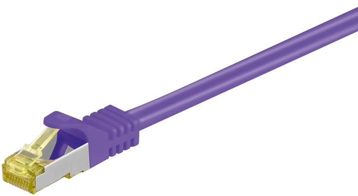 Goobay RJ45 netværkskabel S/FTP (PiMF), 500 MHz, med CAT 7 råkabel, violet, 0,25 m LSZH halogenfri kabelkappe, kobber, RJ45-hanstik (CAT 6A) i gruppen COMPUTERTILBEHØR / Kabler og adaptere / Netværkskabler / Cat7 hos TP E-commerce Nordic AB (C39450)